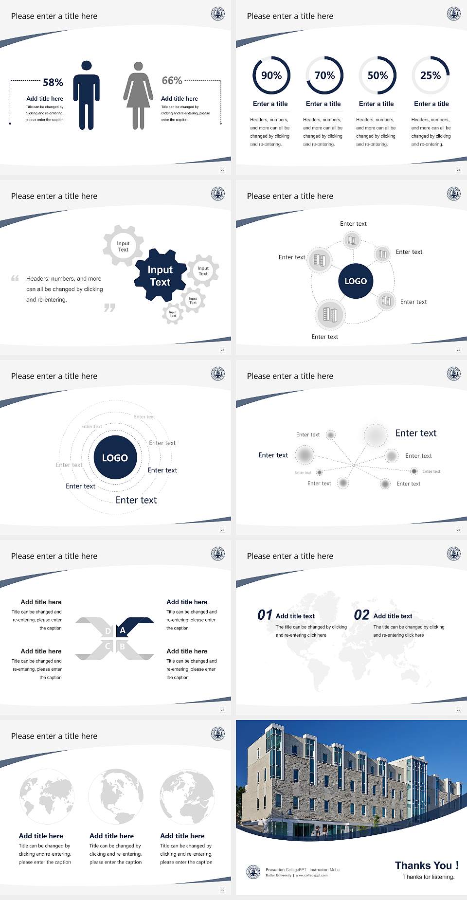 Butler University Course/Courseware Creation PPT Template4:3 ratio PPT effect preview image4