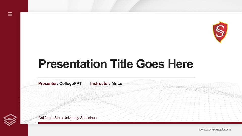 California State University-Stanislaus Thesis Proposal/Graduation Defense PPT Template16:9 ratio PPT effect preview image