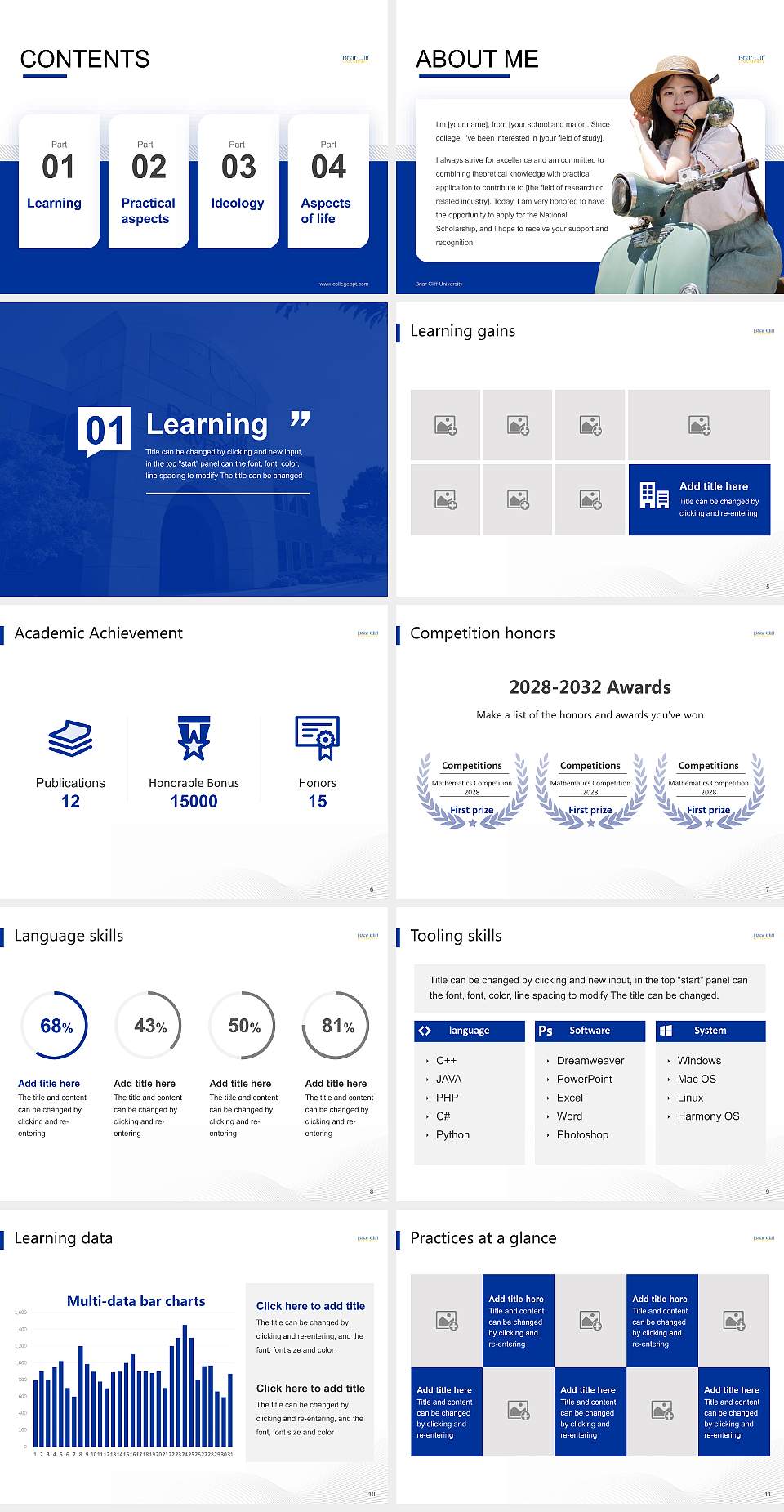 Briar Cliff University National Scholarship Defense PPT Template4:3 ratio PPT effect preview image2