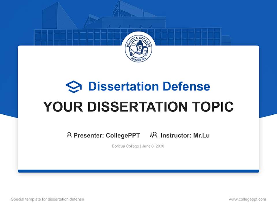 Boricua College Graduation Thesis Defense PPT Template4:3 ratio PPT effect preview image7