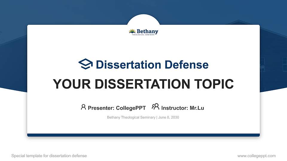 Bethany Theological Seminary Graduation Thesis Defense PPT Template16:9 ratio PPT effect preview image