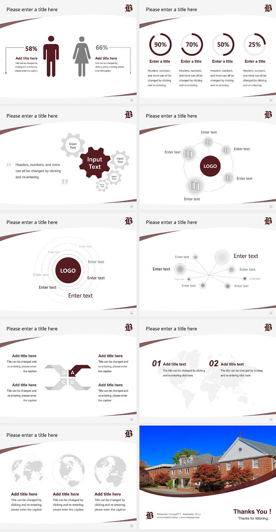 Boston Baptist College Course/Courseware Creation PPT Template4:3 ratio PPT effect preview image4