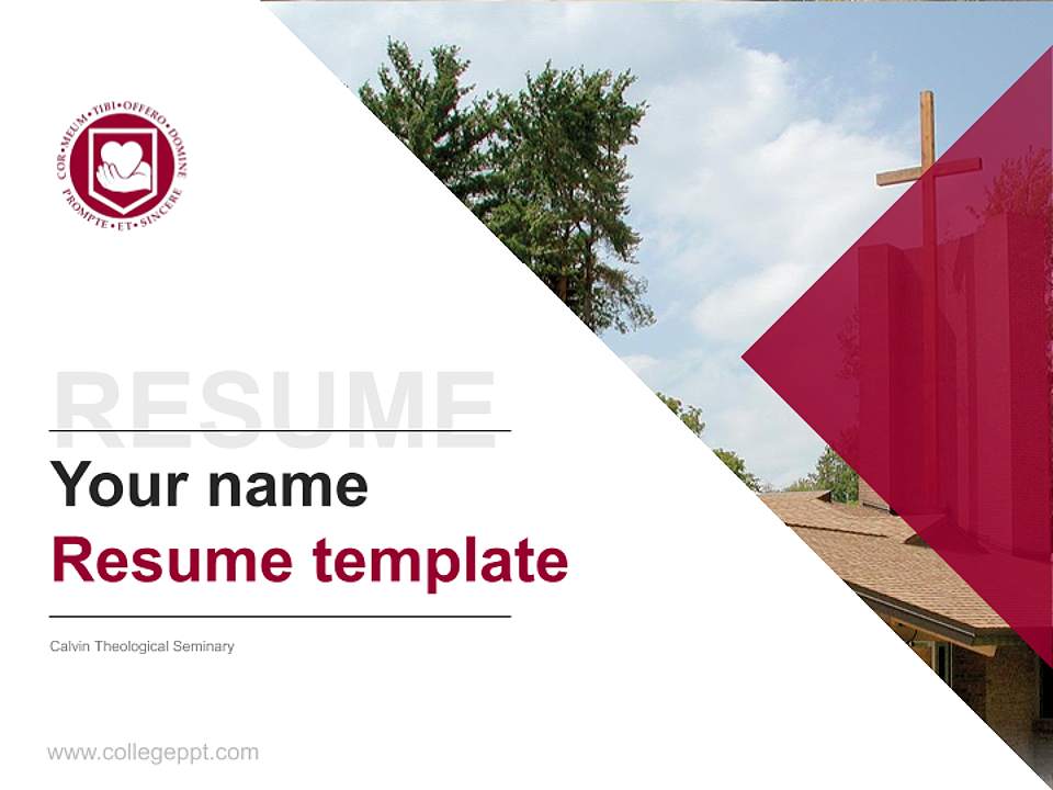 Calvin Theological Seminary Resume PPT Template4:3 ratio PPT effect preview image5