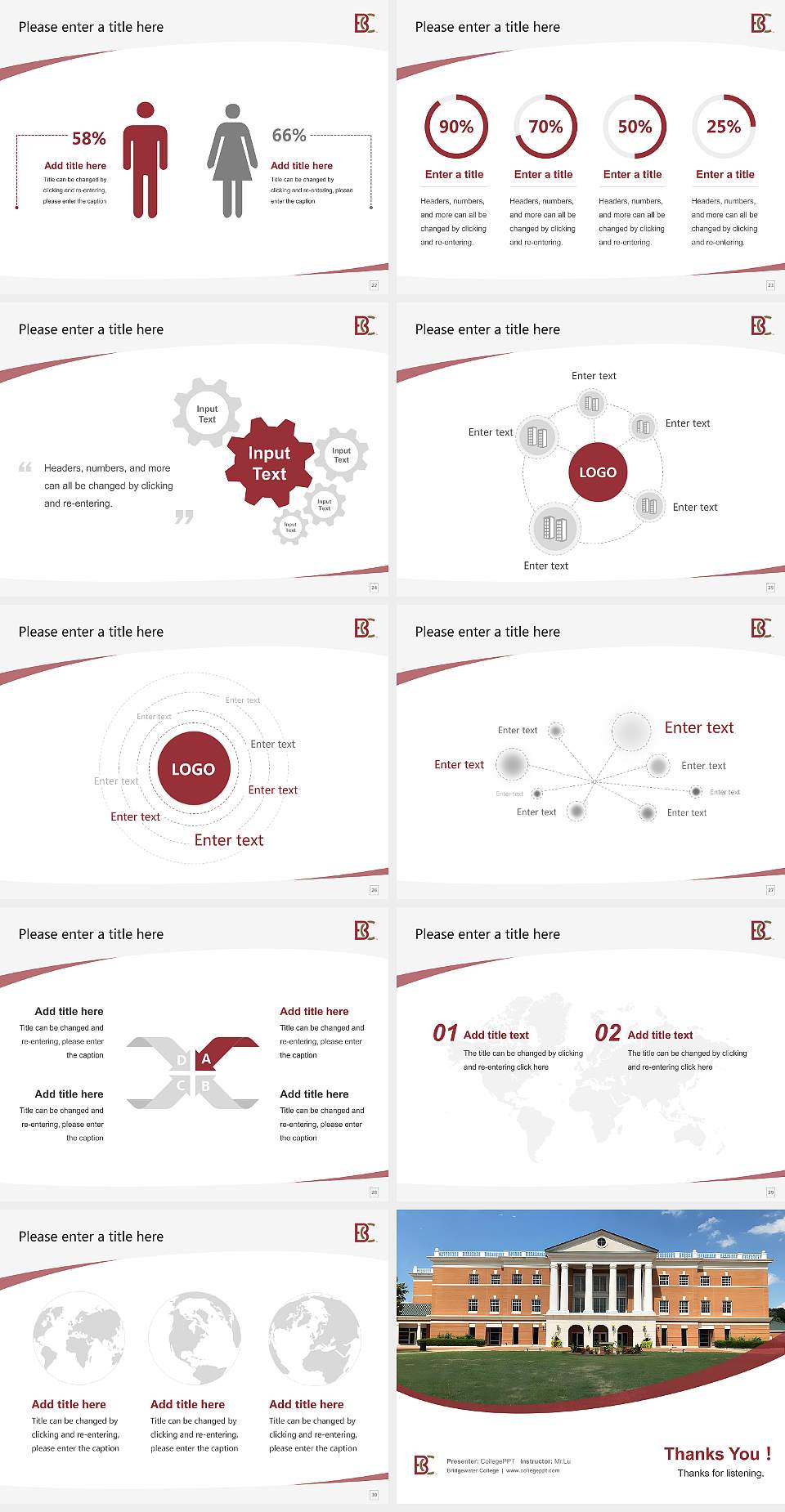 Bridgewater College Course/Courseware Creation PPT Template4:3 ratio PPT effect preview image4