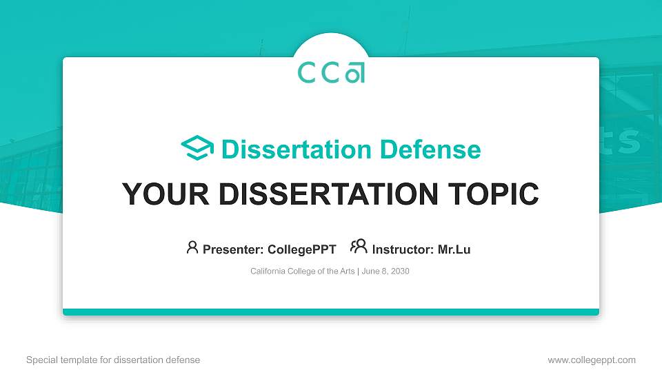 California College of the Arts Graduation Thesis Defense PPT Template16:9 ratio PPT effect preview image