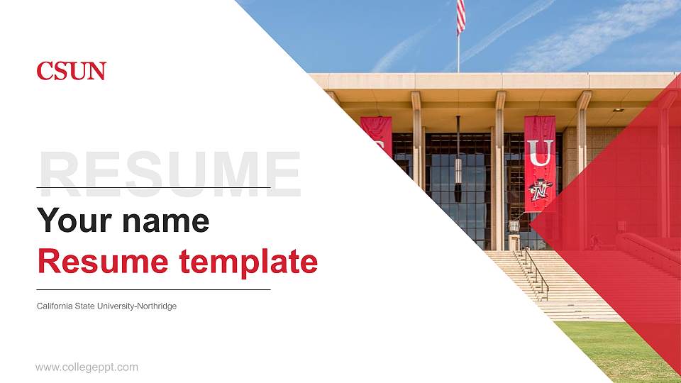 California State University-Northridge Resume PPT Template16:9 ratio PPT effect preview image