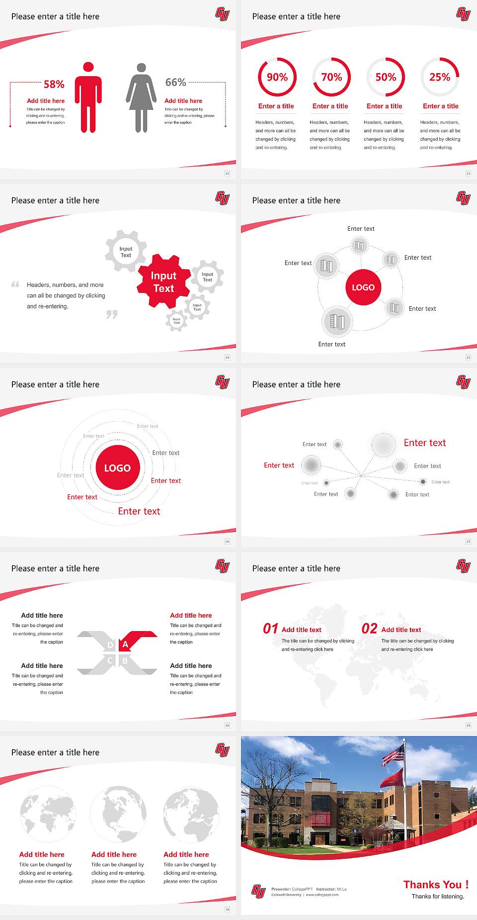 Caldwell University Course/Courseware Creation PPT Template4:3 ratio PPT effect preview image4