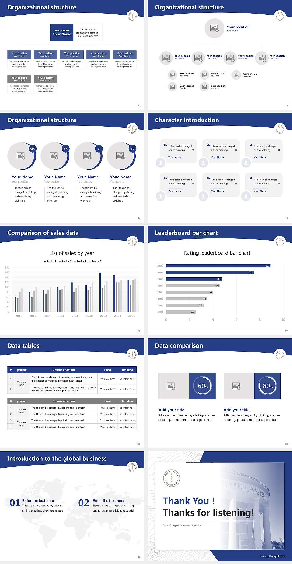 Burrell College of Osteopathic Medicine Academic Presentation/Research Findings Report PPT Template4:3 ratio PPT effect preview image4