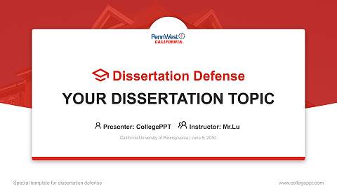 California University of Pennsylvania Graduation Thesis Defense PPT Template