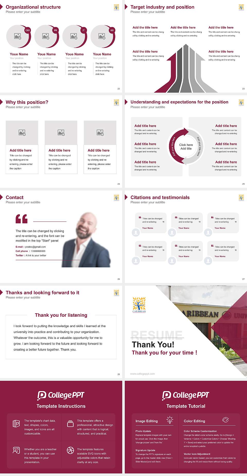 Caribbean University-Carolina Resume PPT Template4:3 ratio PPT effect preview image4