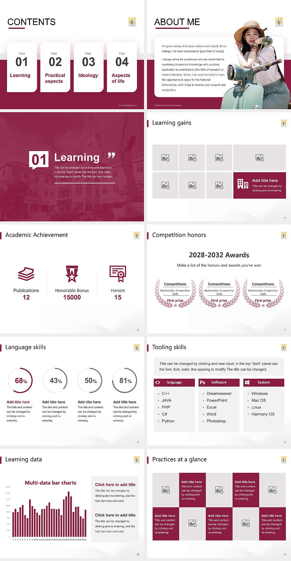 Caribbean University-Bayamon National Scholarship Defense PPT Template4:3 ratio PPT effect preview image2