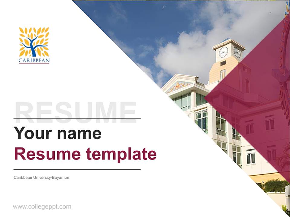 Caribbean University-Bayamon Resume PPT Template4:3 ratio PPT effect preview image5
