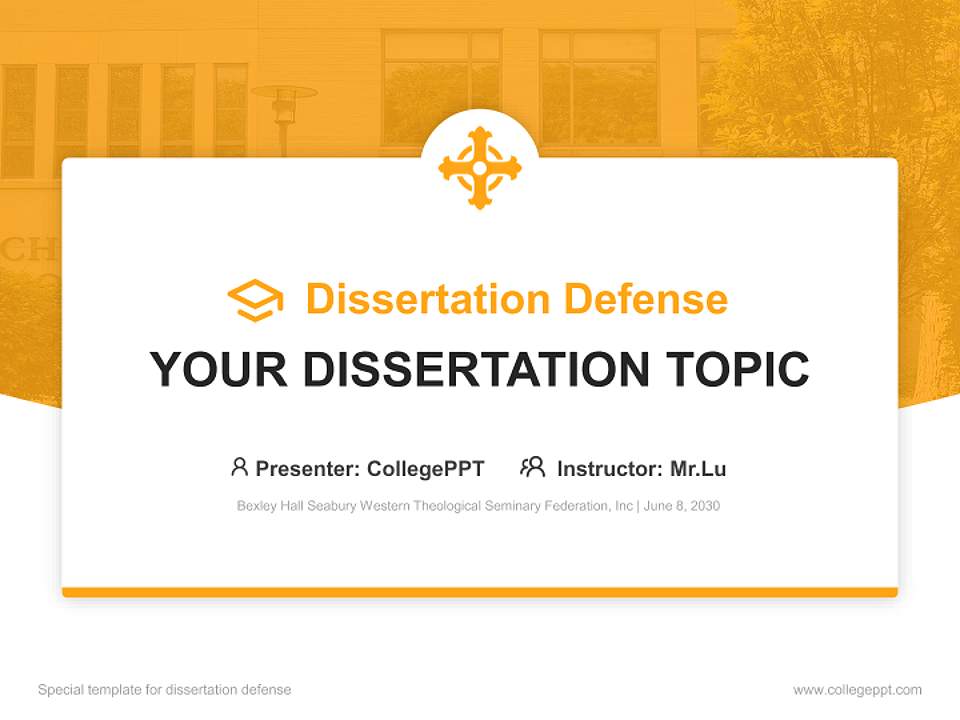Bexley Hall Seabury Western Theological Seminary Federation, Inc Graduation Thesis Defense PPT Template4:3 ratio PPT effect preview image7