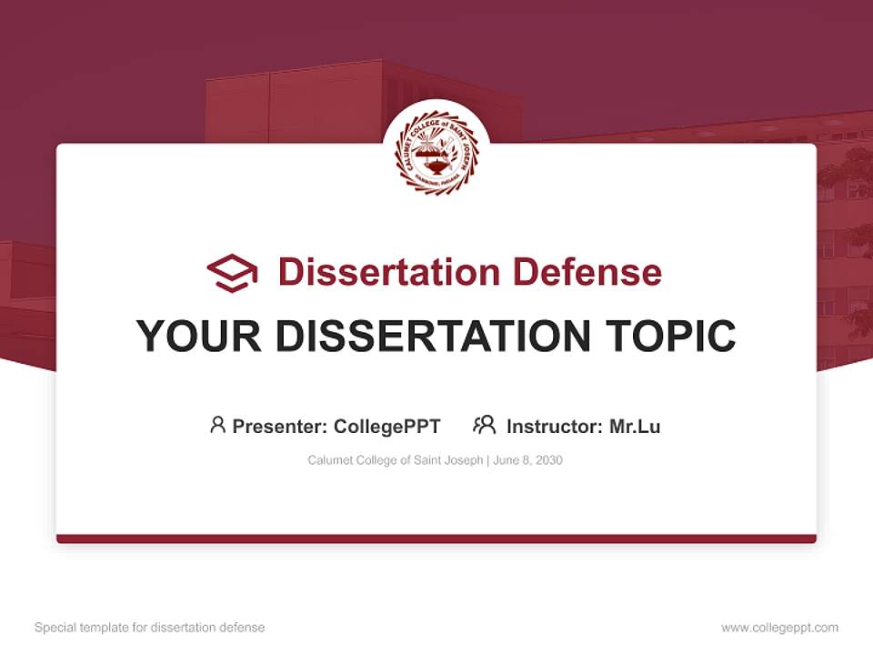 Calumet College of Saint Joseph Graduation Thesis Defense PPT Template4:3 ratio PPT effect preview image7
