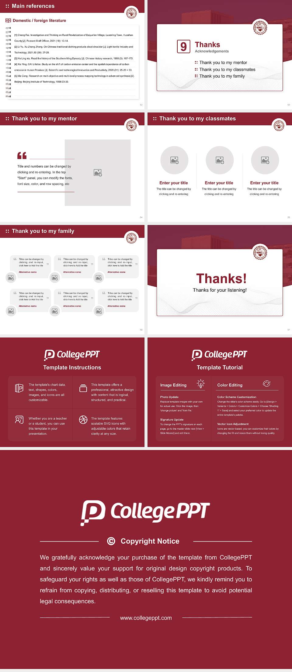 Calumet College of Saint Joseph Graduation Thesis Defense PPT Template4:3 ratio PPT effect preview image7