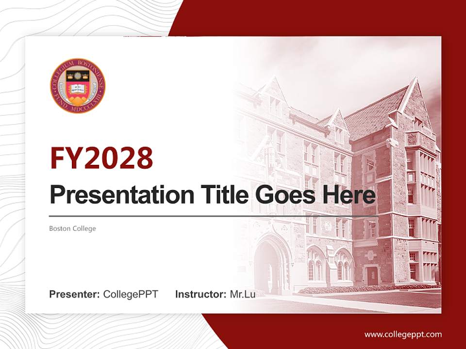 Boston College Academic Presentation/Research Findings Report PPT Template4:3 ratio PPT effect preview image5