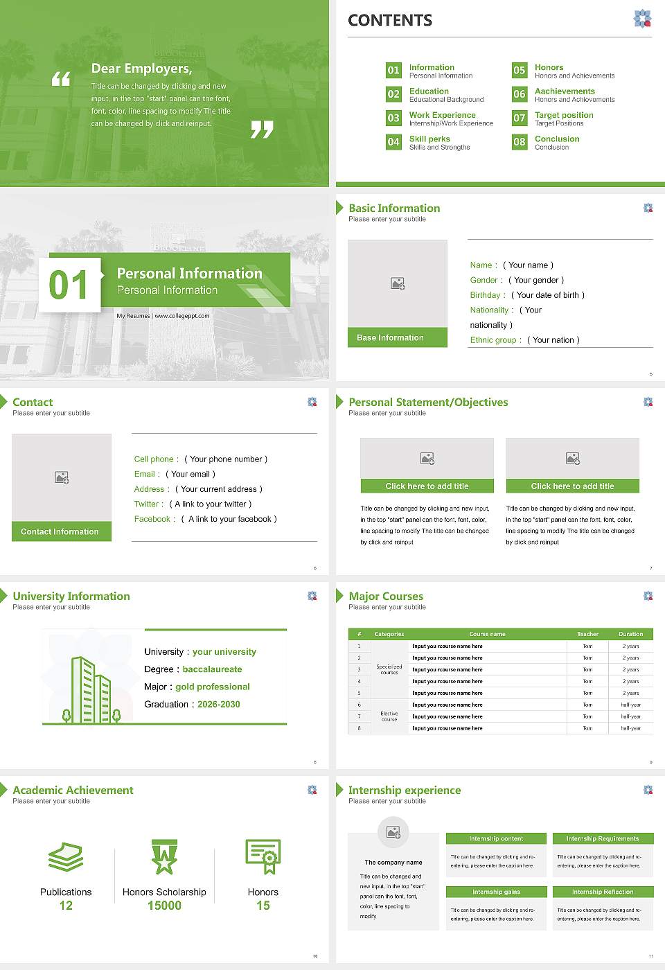 Brookline College-Phoenix Resume PPT Template16:9 ratio PPT effect preview image2
