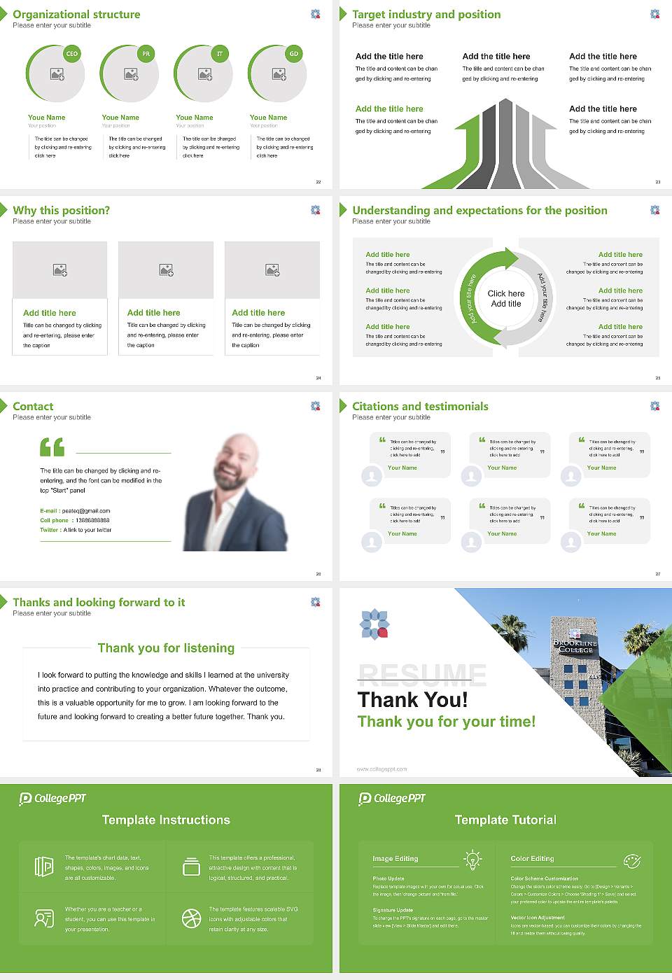 Brookline College-Phoenix Resume PPT Template16:9 ratio PPT effect preview image4