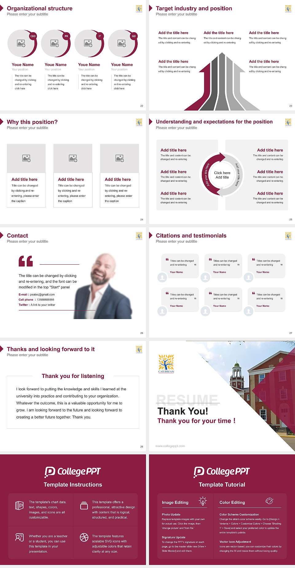 Caribbean University-Vega Baja Resume PPT Template4:3 ratio PPT effect preview image4