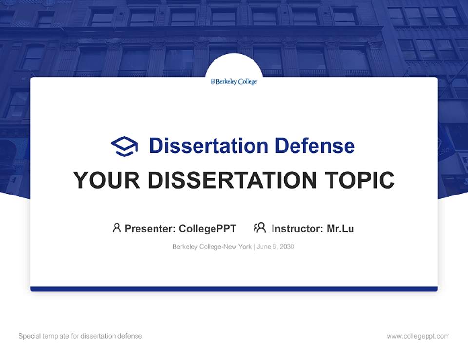 Berkeley College-New York Graduation Thesis Defense PPT Template4:3 ratio PPT effect preview image7