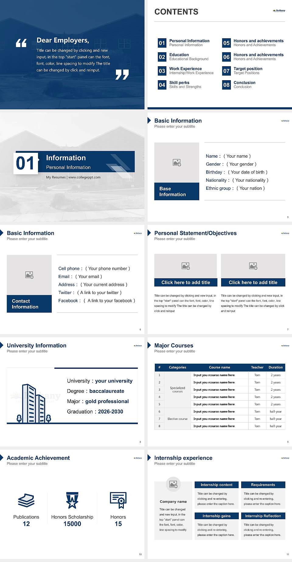 Bethany Theological Seminary Resume PPT Template4:3 ratio PPT effect preview image2