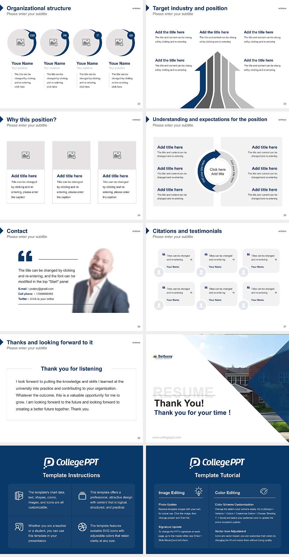 Bethany Theological Seminary Resume PPT Template4:3 ratio PPT effect preview image4