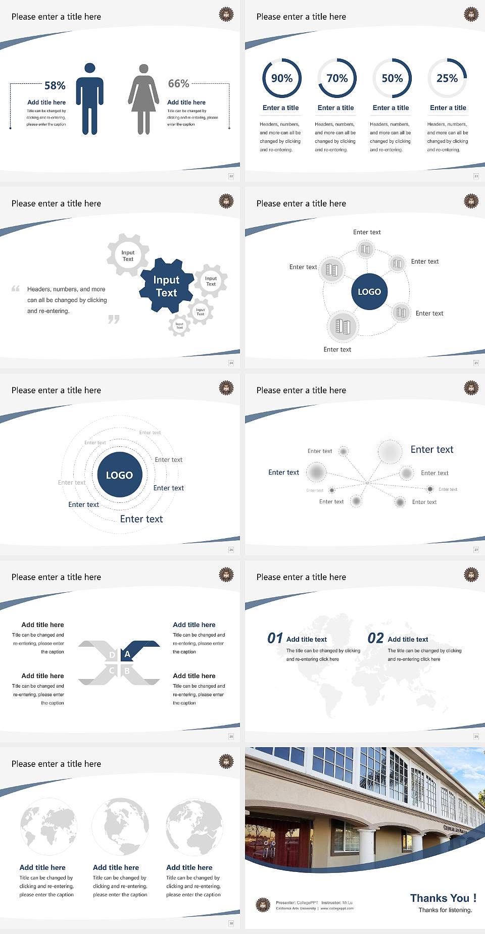 California Arts University Course/Courseware Creation PPT Template4:3 ratio PPT effect preview image4