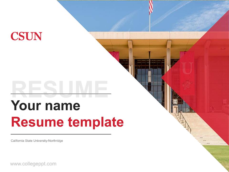 California State University-Northridge Resume PPT Template4:3 ratio PPT effect preview image5