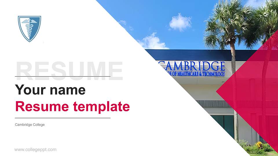 Cambridge College Resume PPT Template16:9 ratio PPT effect preview image