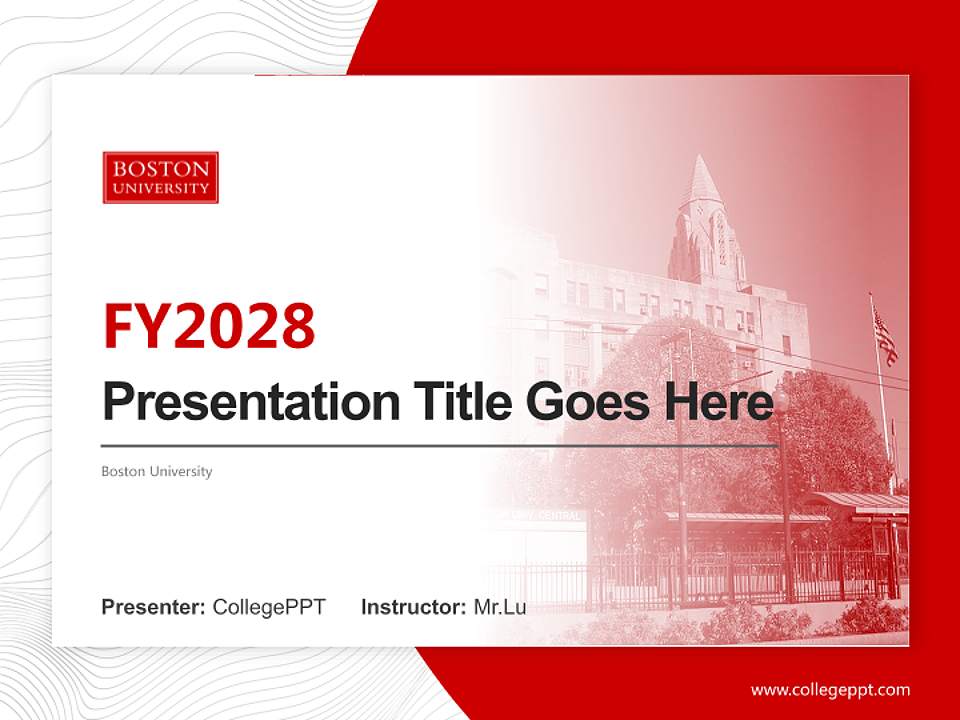 Boston University Academic Presentation/Research Findings Report PPT Template4:3 ratio PPT effect preview image5