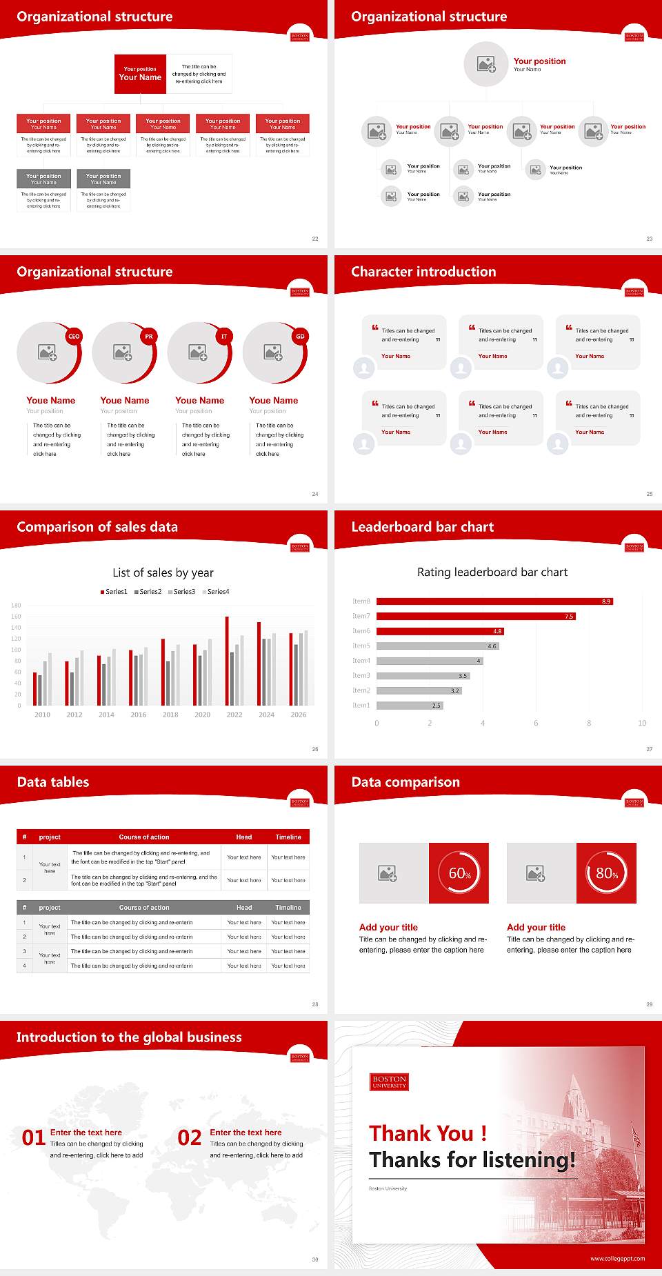 Boston University Academic Presentation/Research Findings Report PPT Template4:3 ratio PPT effect preview image4
