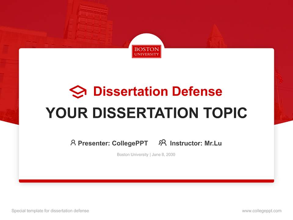 Boston University Graduation Thesis Defense PPT Template4:3 ratio PPT effect preview image7