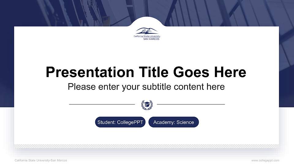 California State University-San Marcos National Scholarship Defense PPT Template16:9 ratio PPT effect preview image1
