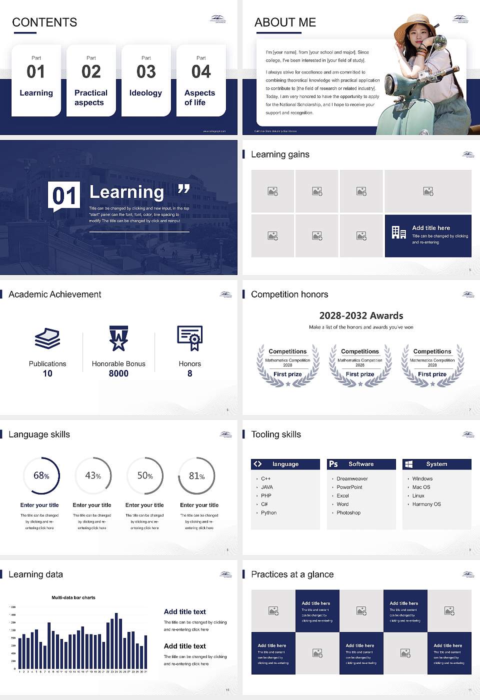 California State University-San Marcos National Scholarship Defense PPT Template16:9 ratio PPT effect preview image2
