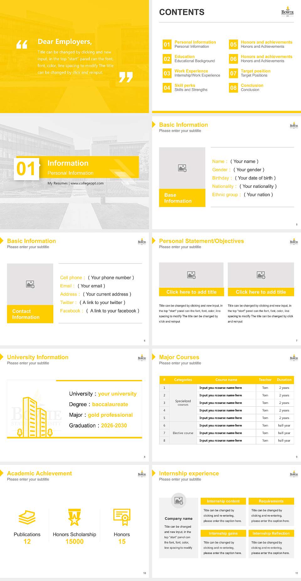 Bowie State University Resume PPT Template4:3 ratio PPT effect preview image2
