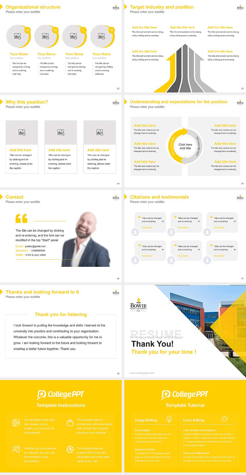 Bowie State University Resume PPT Template4:3 ratio PPT effect preview image4