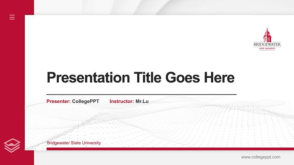 Bridgewater State University Thesis Proposal/Graduation Defense PPT Template16:9 ratio PPT effect preview image