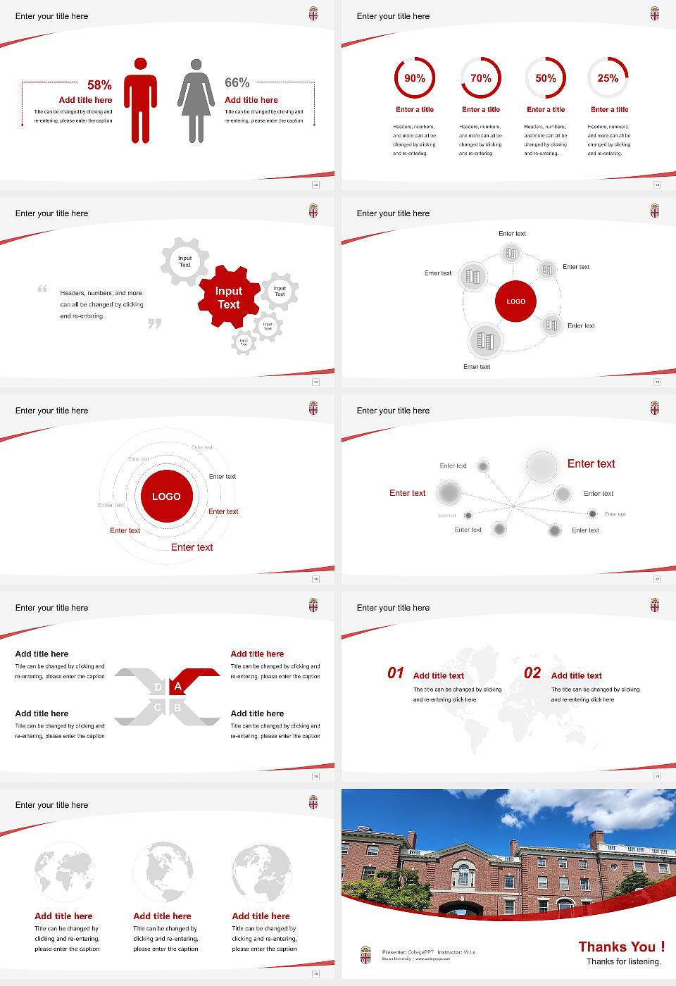 Brown University Course/Courseware Creation PPT Template16:9 ratio PPT effect preview image4