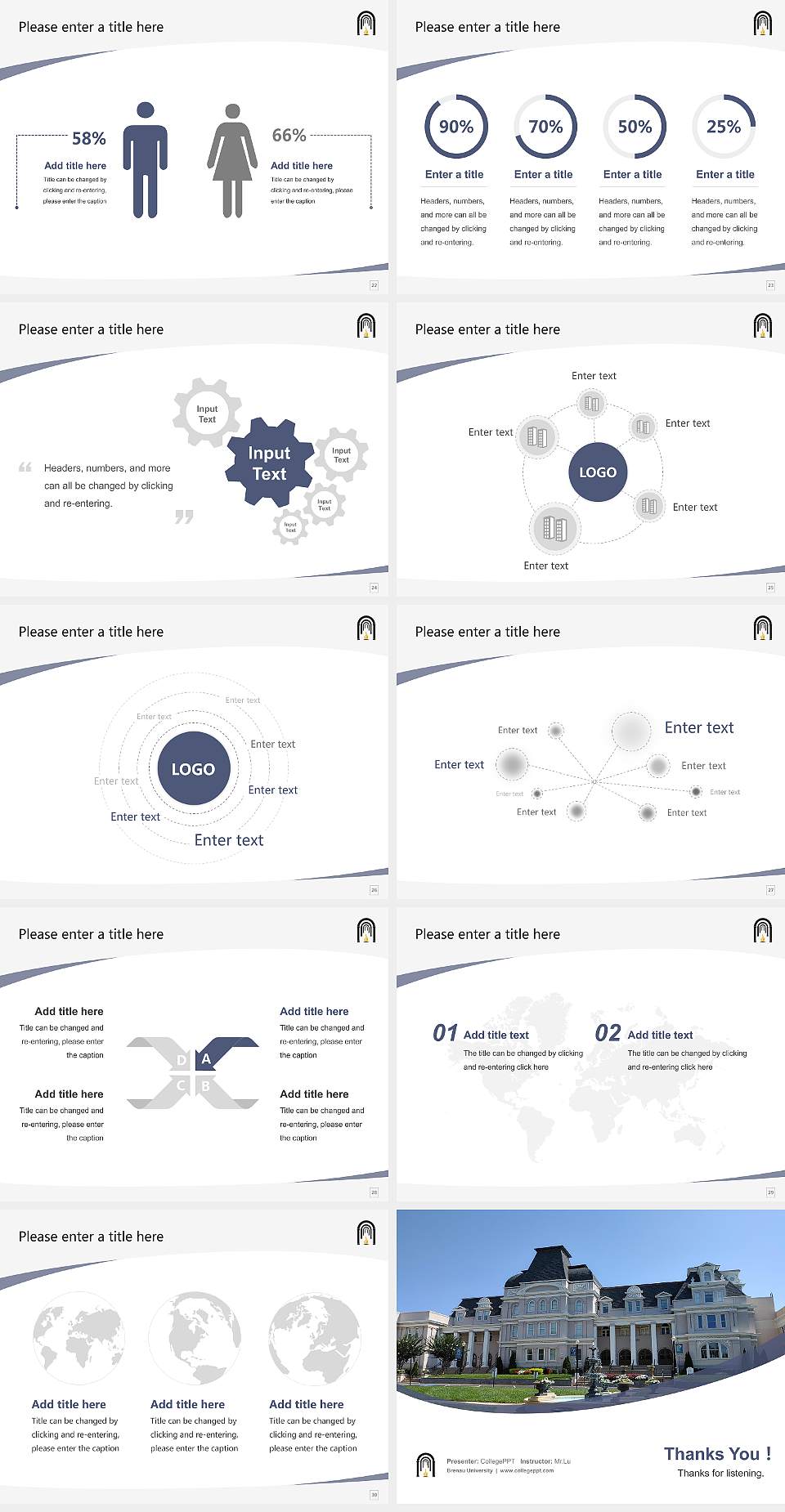 Brenau University Course/Courseware Creation PPT Template4:3 ratio PPT effect preview image4
