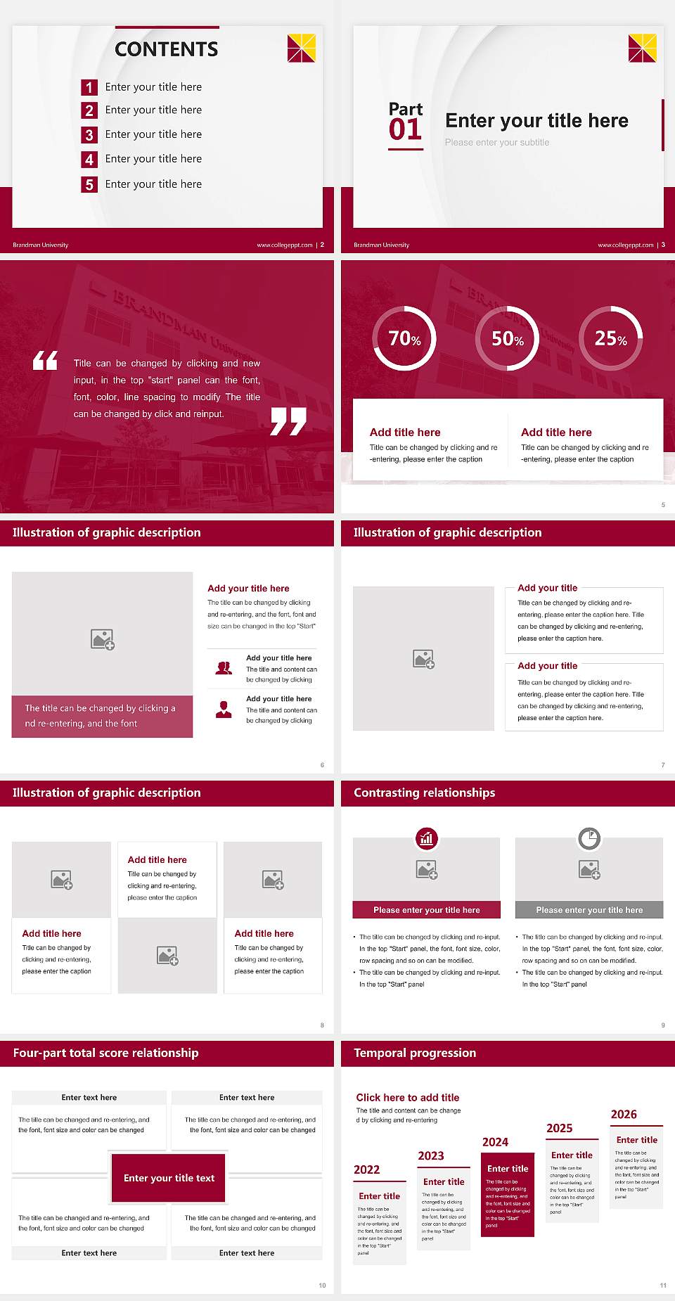 Brandman University Thesis Proposal/Graduation Defense PPT Template4:3 ratio PPT effect preview image2