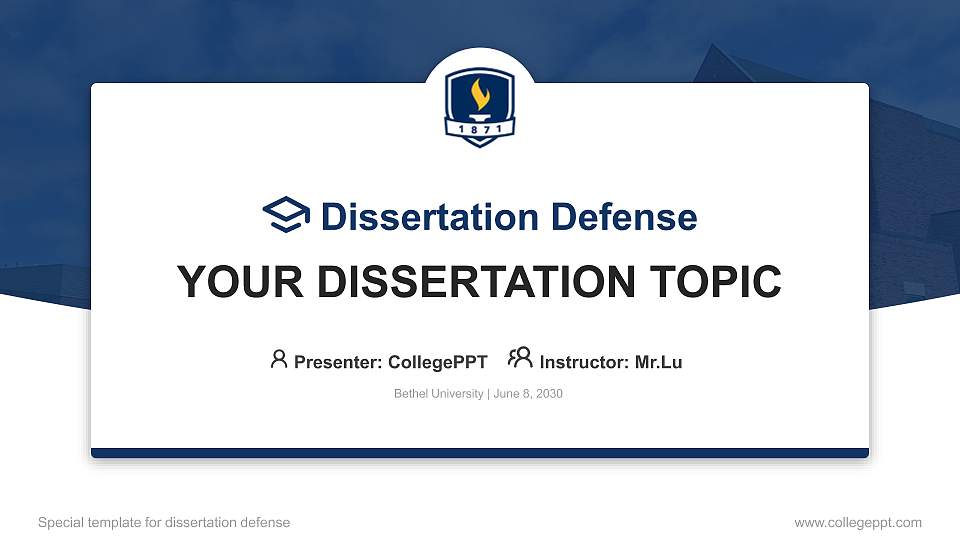 Bethel University Graduation Thesis Defense PPT Template16:9 ratio PPT effect preview image