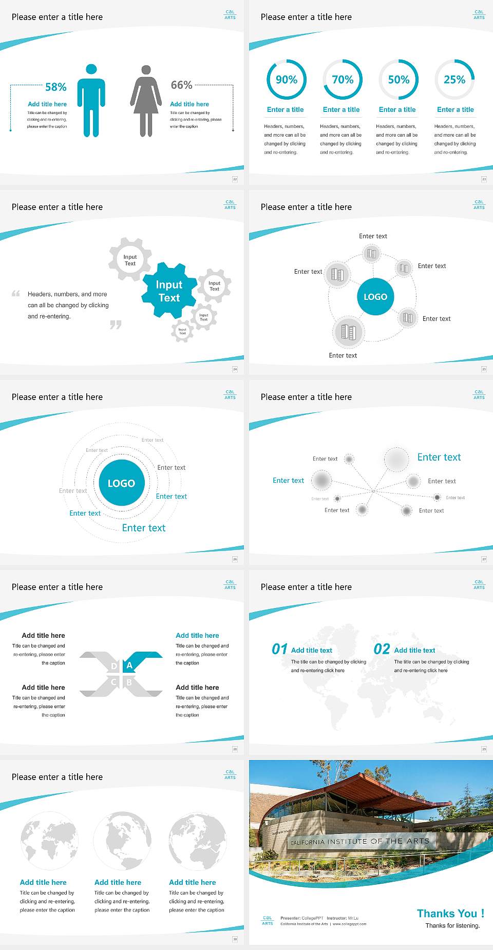 California Institute of the Arts Course/Courseware Creation PPT Template4:3 ratio PPT effect preview image4