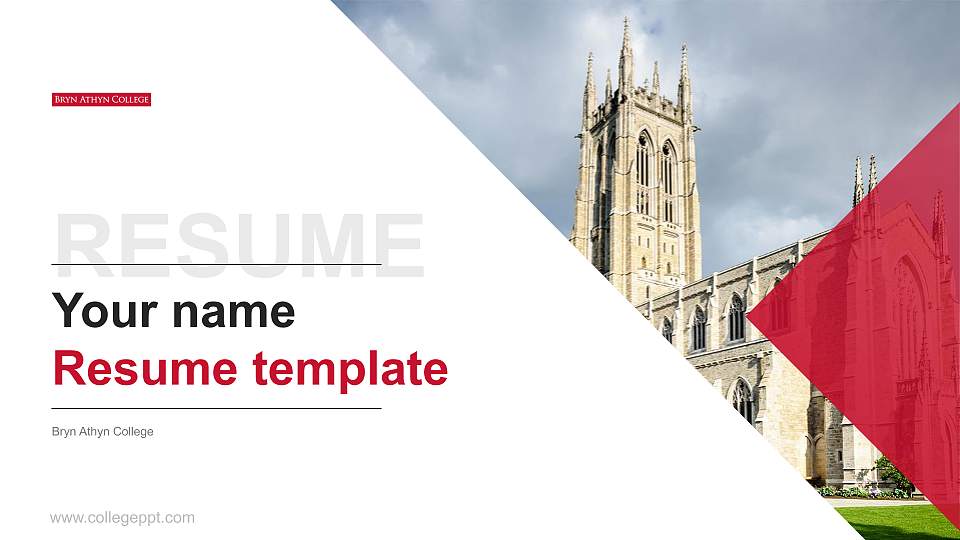 Bryn Athyn College Resume PPT Template16:9 ratio PPT effect preview image