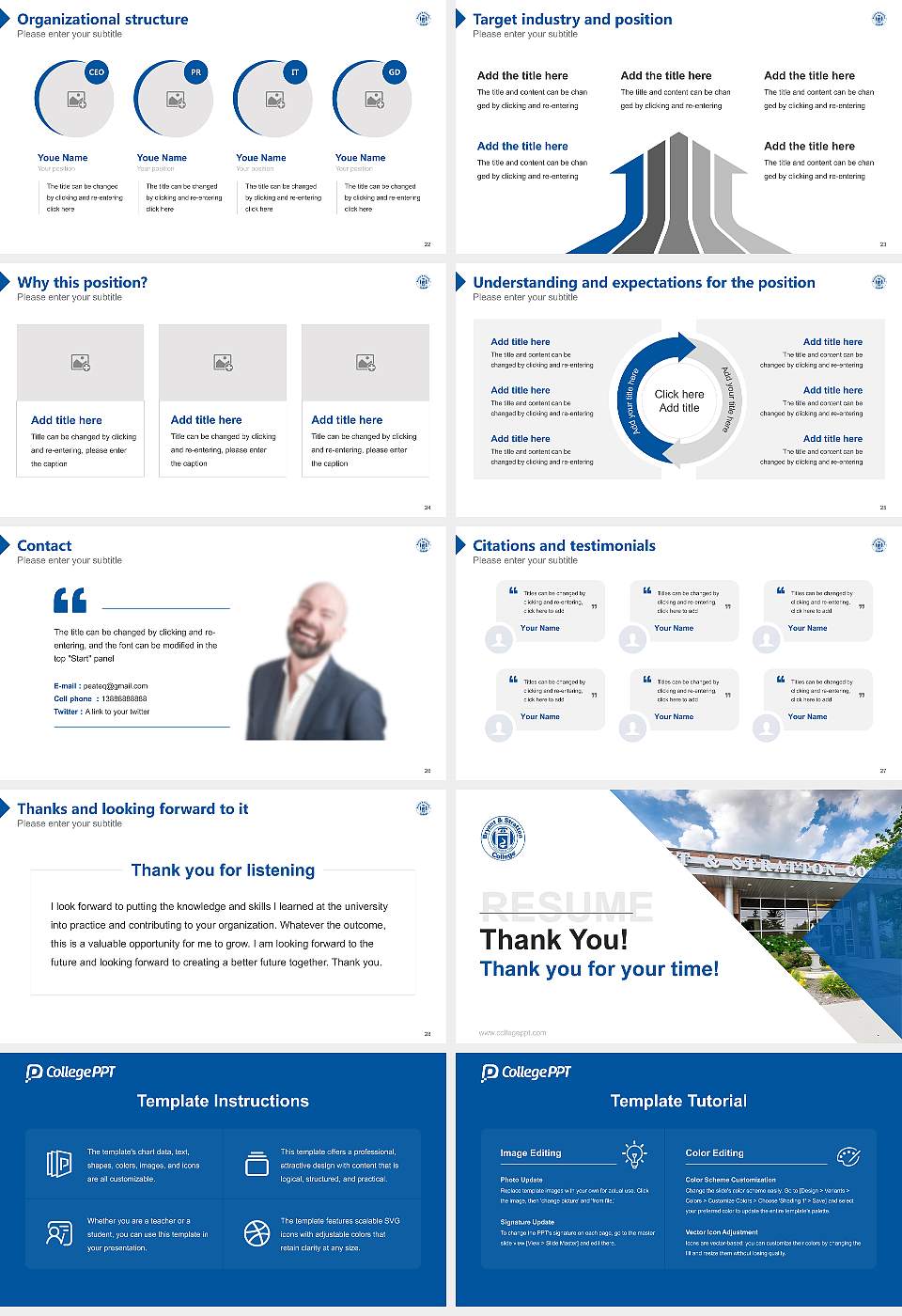Bryant & Stratton College-Wauwatosa Resume PPT Template16:9 ratio PPT effect preview image4