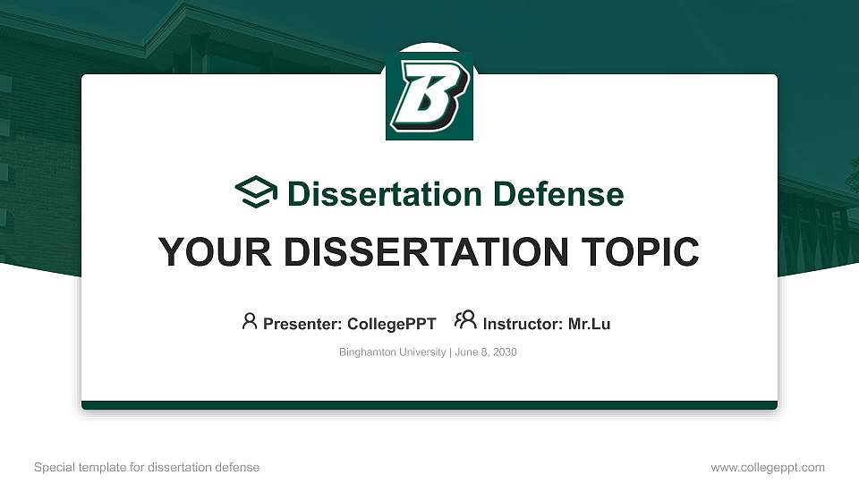 Binghamton University Graduation Thesis Defense PPT Template16:9 ratio PPT effect preview image