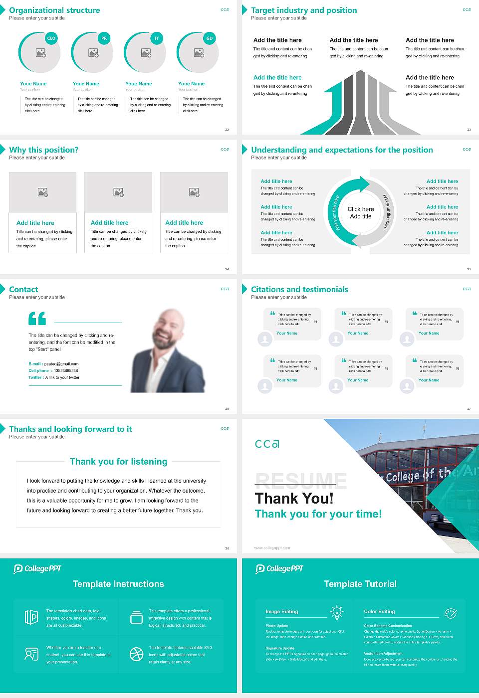 California College of the Arts Resume PPT Template16:9 ratio PPT effect preview image4