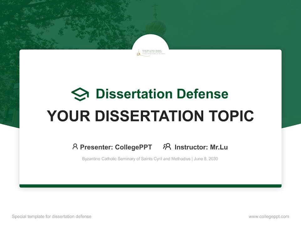 Byzantine Catholic Seminary of Saints Cyril and Methodius Graduation Thesis Defense PPT Template4:3 ratio PPT effect preview image7