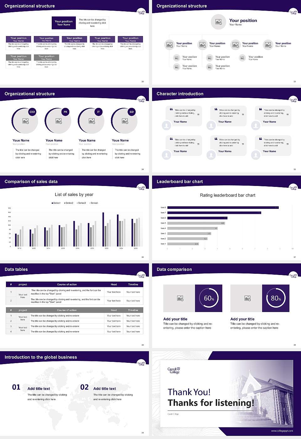 Carroll College Academic Presentation/Research Findings Report PPT Template16:9 ratio PPT effect preview image4