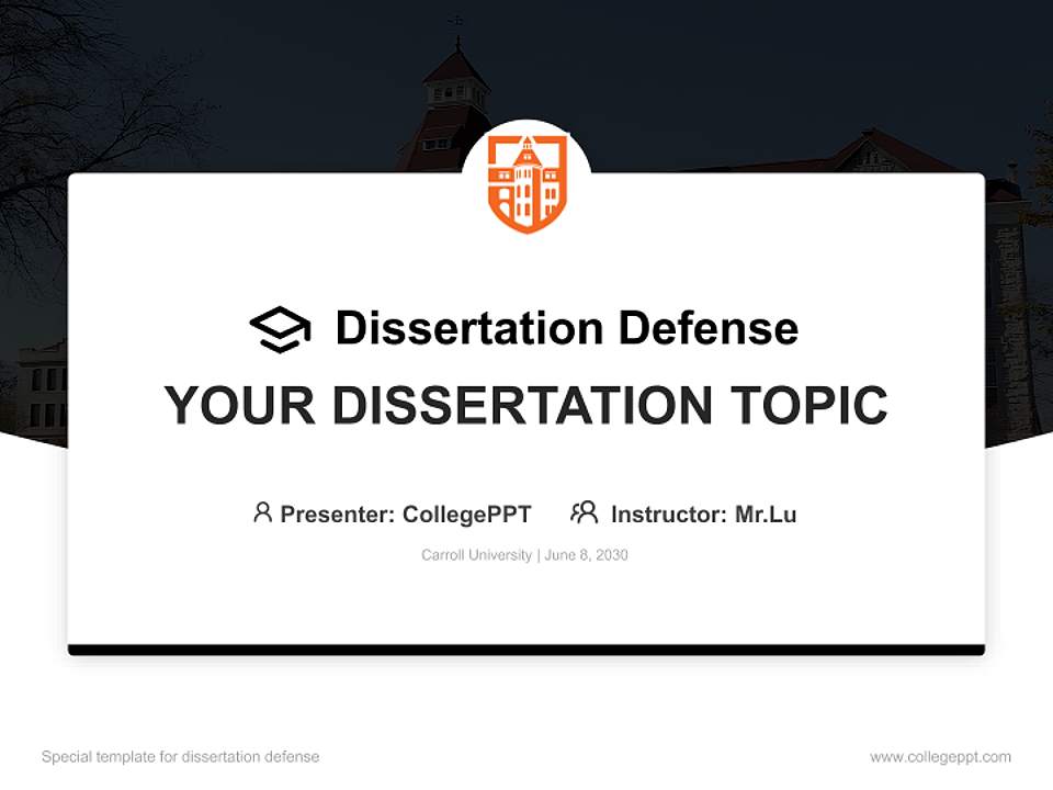 Carroll University Graduation Thesis Defense PPT Template4:3 ratio PPT effect preview image7