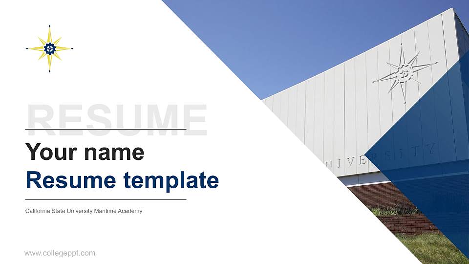 California State University Maritime Academy Resume PPT Template16:9 ratio PPT effect preview image